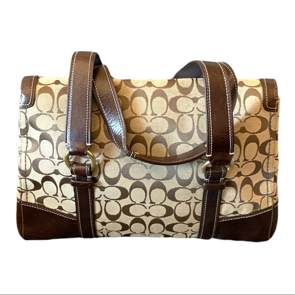 EUC Coach Classic Canvas + Leather Satchel Handbag - Picture 9 of 10